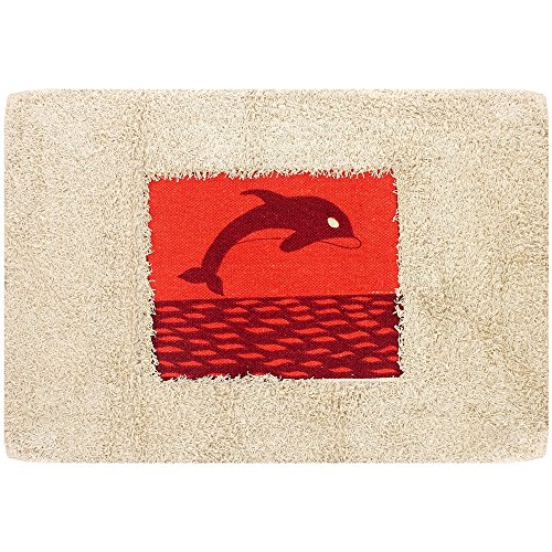 -tapis de salle de bain dauphin rouge méditerra...
