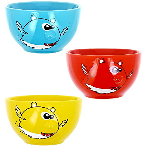 -lot de 3 bols en relief a soupe et chocolat im...