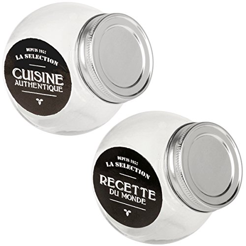 -set duo bocaux verre pot a epices 150ml déco r...