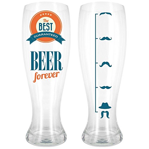 Promobo -chope a bière verre géant humour 1,7l beer forever avec éthylotest imprimé moustache code EAN 3611900085898 