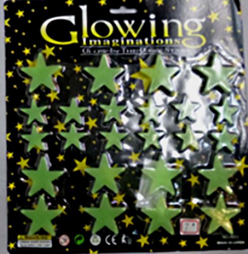 LP DIVERTISSEMENT 24 ETOILES PHOSPHORESCENTES ADHESIVES BRILLE DANS LE NOIR code EAN 3612590003506 