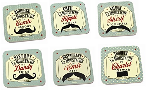 Lot 6 Sous-Verre MOUSTACHE en Liège - Dessous S...