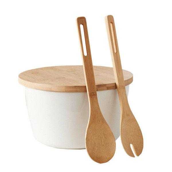 Saladier avec couverts et plateau