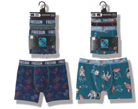 LOT DE 2 BOXERS ENFANT OU JUNIOR “FREEGUN”