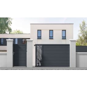  Portail Jardimat coulissant motorisé aluminium Fréjus gris - 350 x h.170 cm code EAN 3614110139290 
