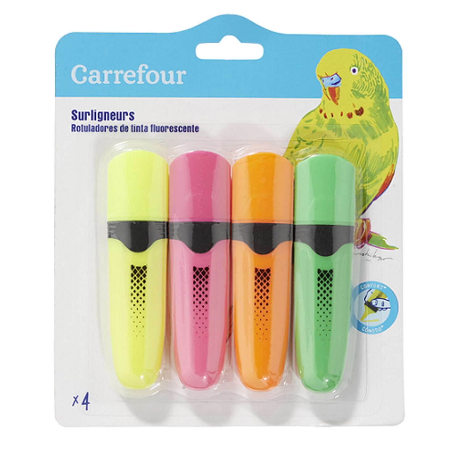 Surligneurs classiques  X4 CARREFOUR