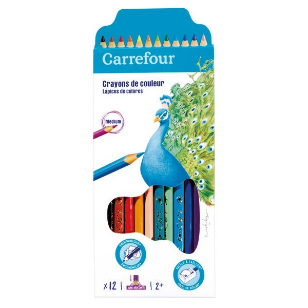 12 CRAYONS DE COULEUR CARREFOUR