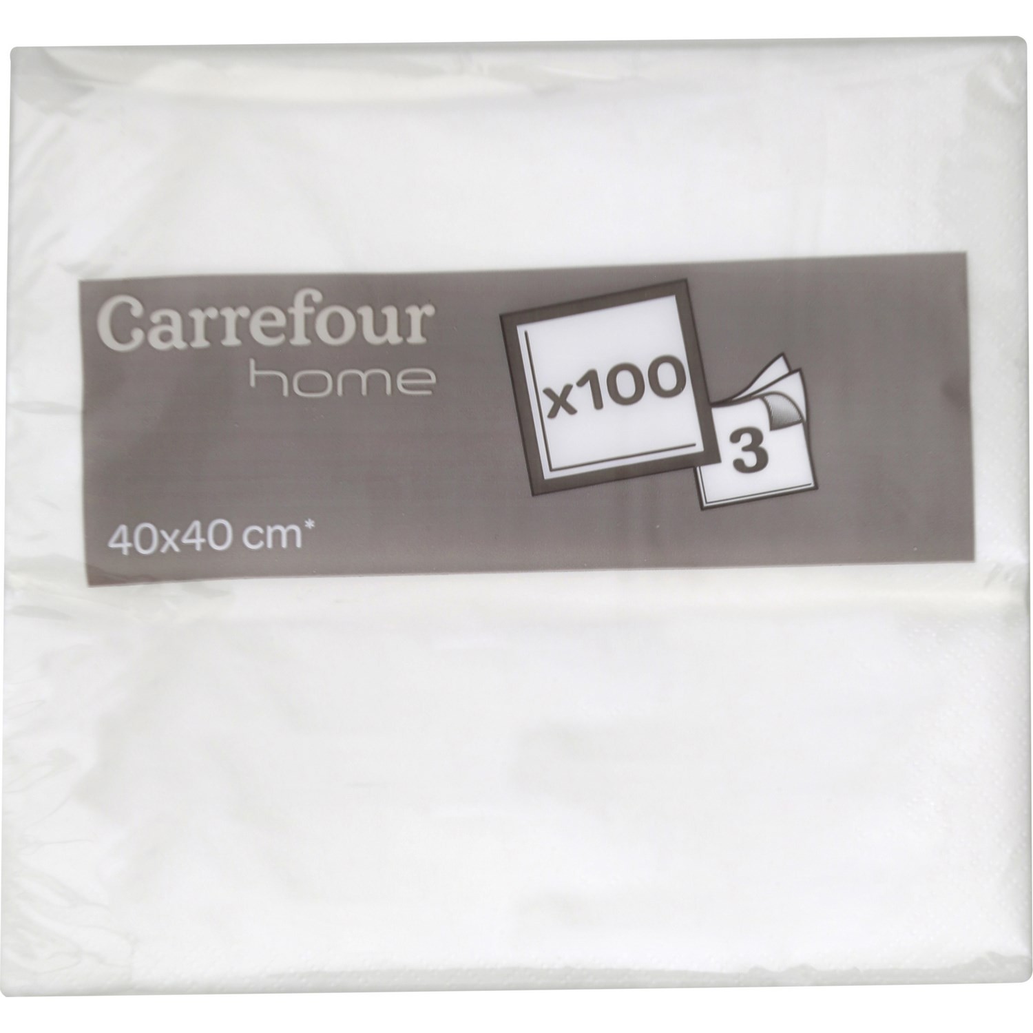Serviettes 40x40cm 3 plis, blanc CARREFOUR HOME 3614611119371 CARREFOUR