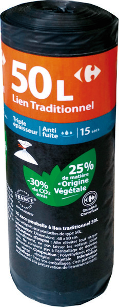 15 SACS POUBELLE CARREFOUR