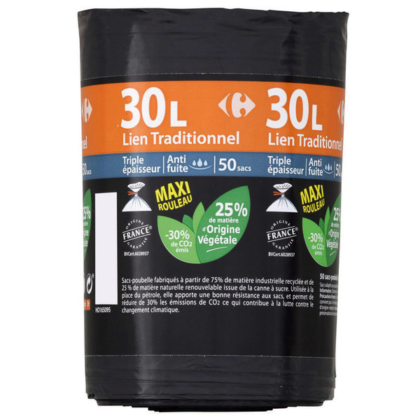 50 sacs poubelle 30 L Maxi Format