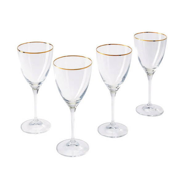 Coffret de 4 verres à vin filet or