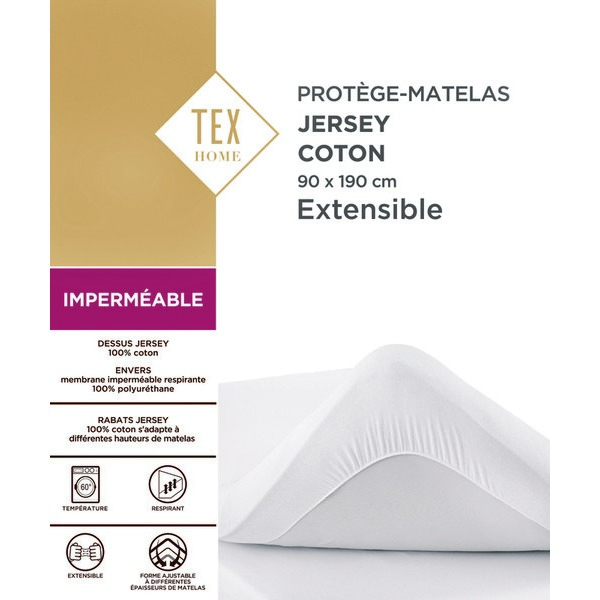 PROTÈGE-MATELAS JERSEY COTON IMPERMÉABLE