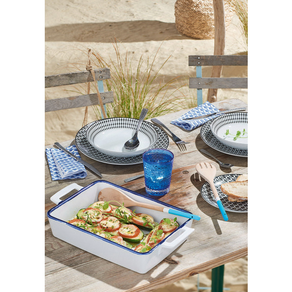 Service Porcelaine 18 pièces Décor IKAT noir