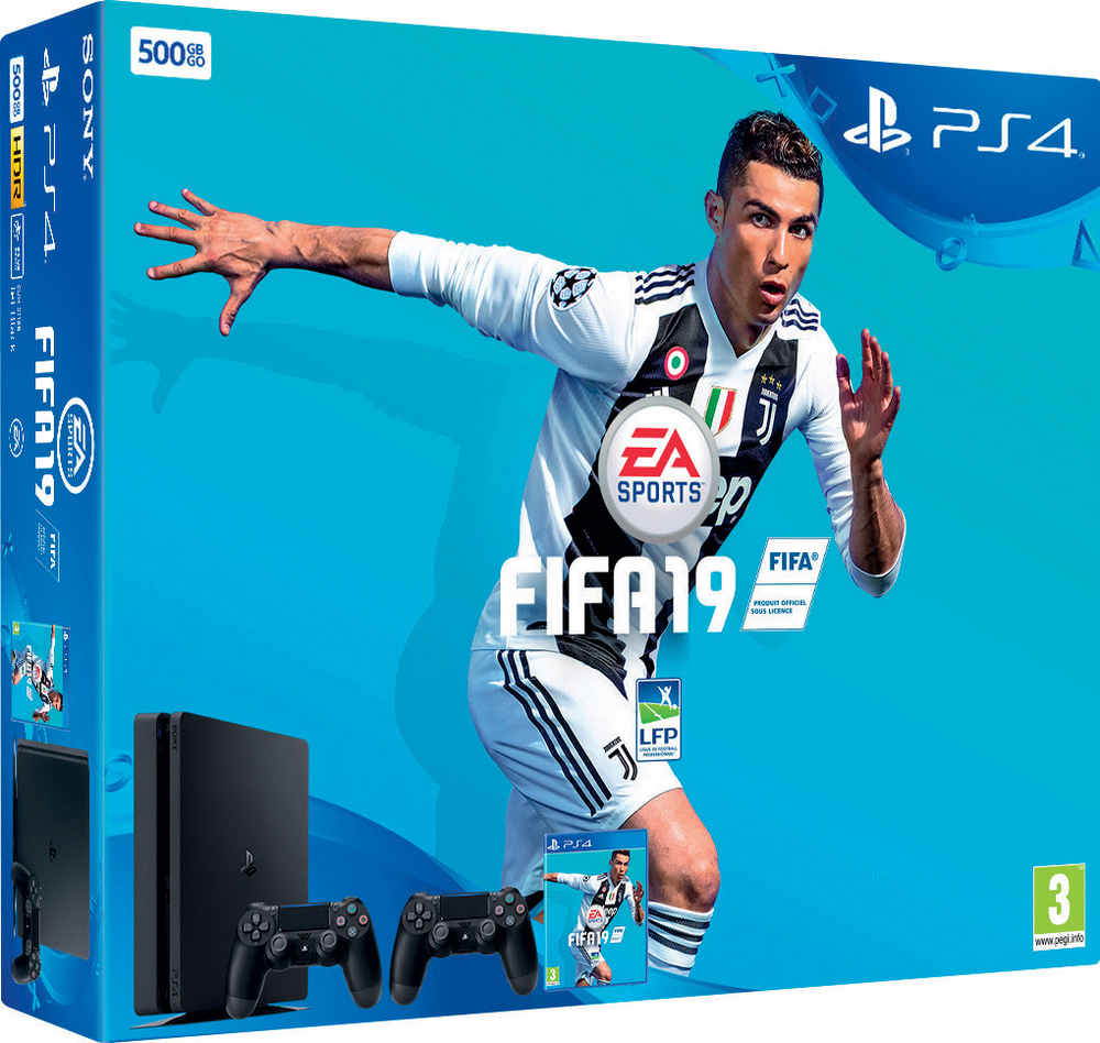 PACK CONSOLE PS4 500GO FIFA 19 + DEUXIÈME MANETTE