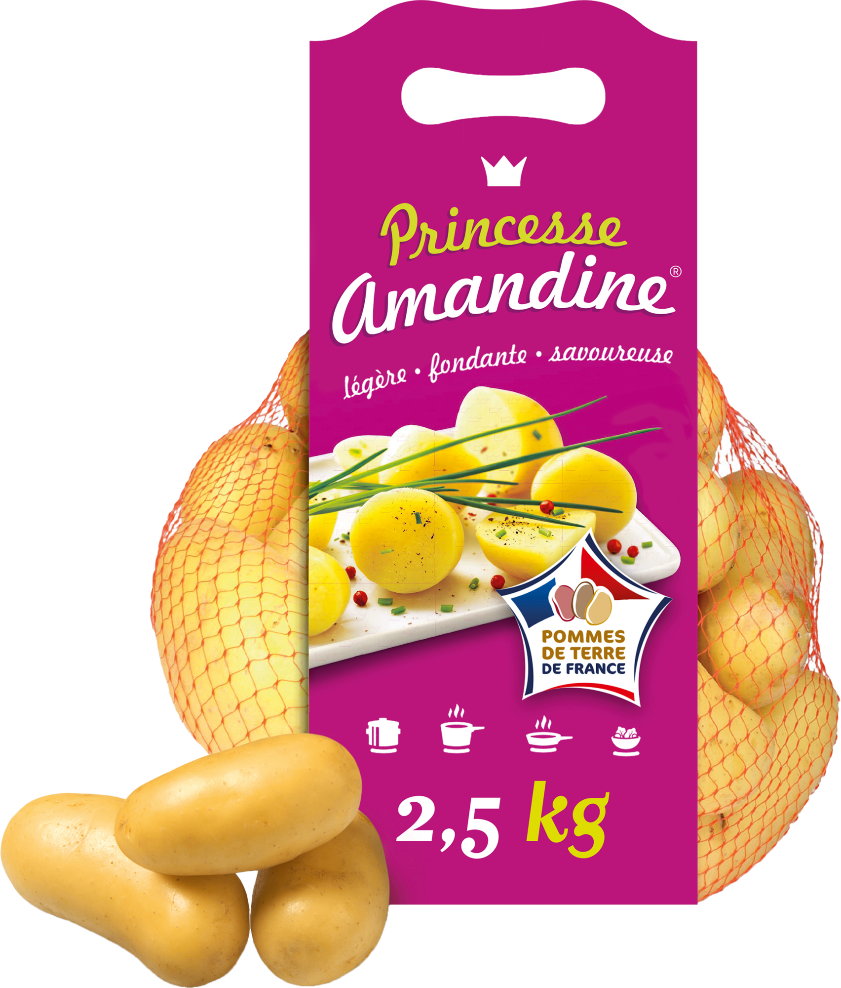  Pomme de terre de consommation à chair ferme
"PRINCESSE AMANDINE" code EAN 3614707078414 