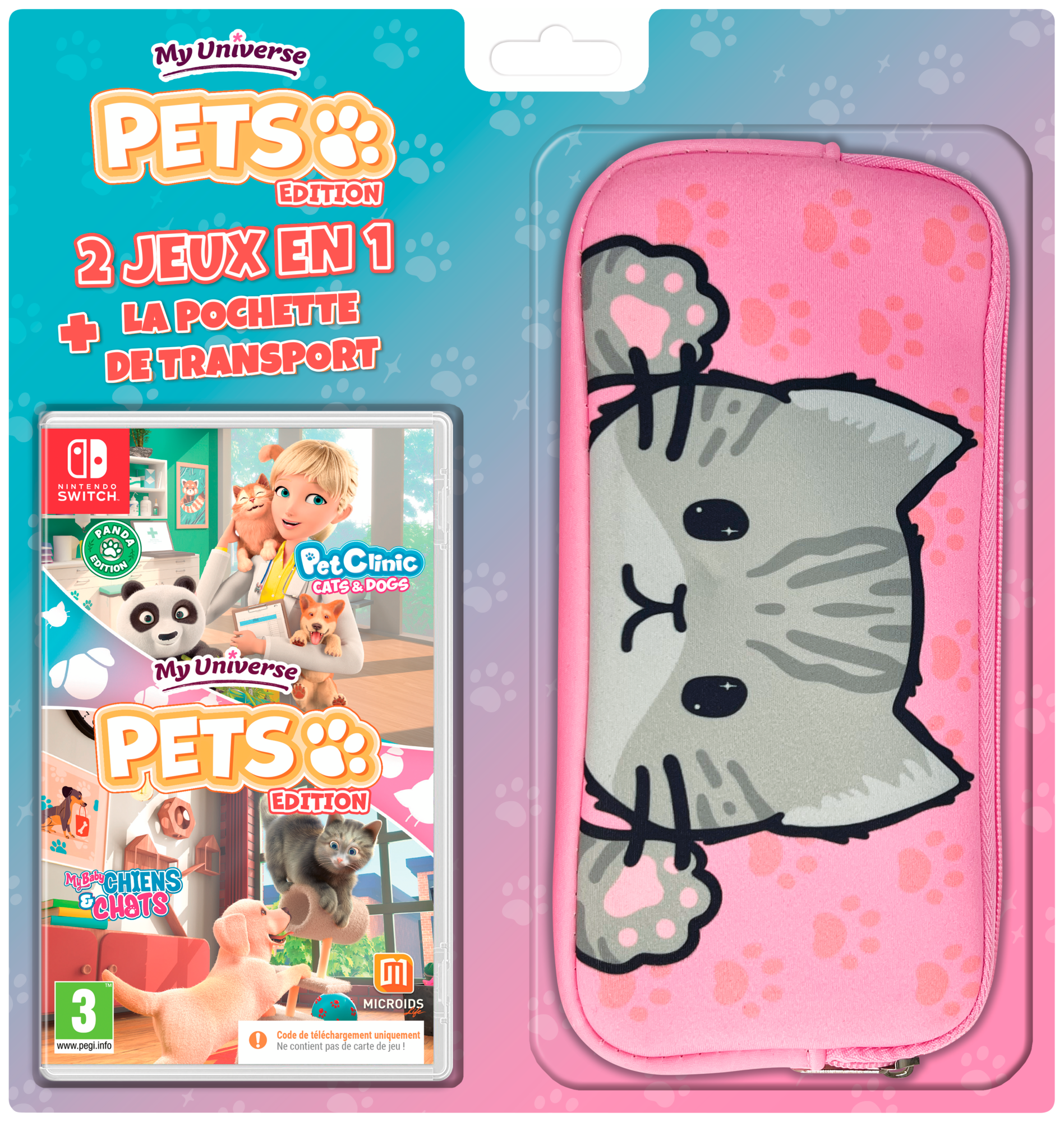  MY UNIVERSE PETS 2 JEUX EN 1 SWITCH + LA POCHETTE DE TRANSPORT code EAN 3614707528520 