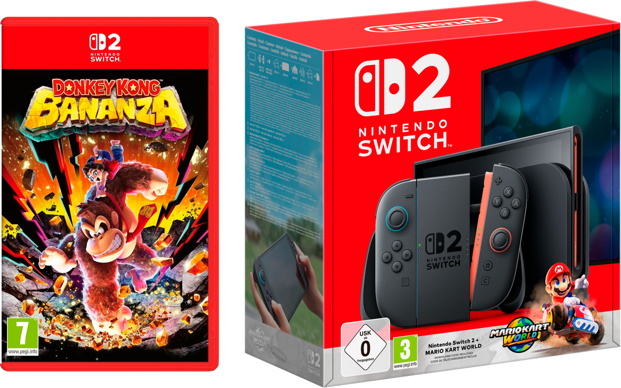  PACK CONSOLE NINTENDO SWITCH 2 + MARIO KART WORLD + DONKEY KONG BANANZA code EAN 3614707935182 