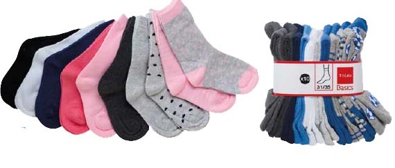LOT DE 10 PAIRES DE CHAUSSETTES ENFANT 