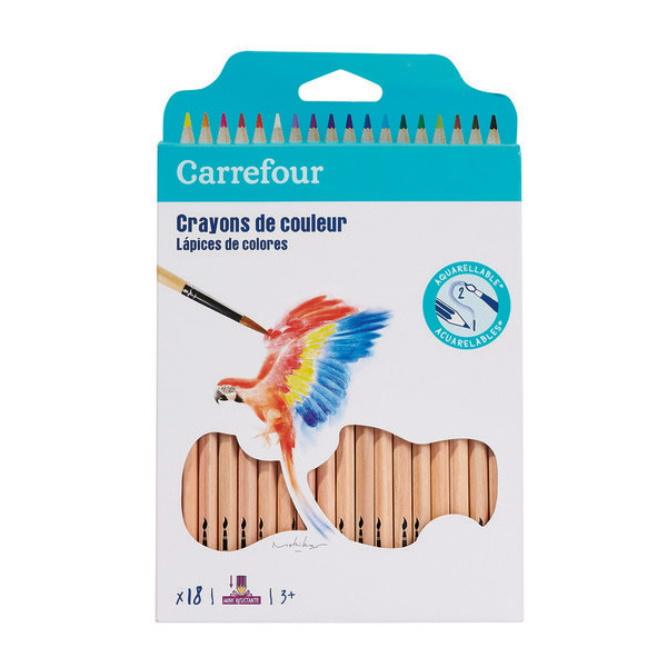 18 crayons de couleur aquarellables 