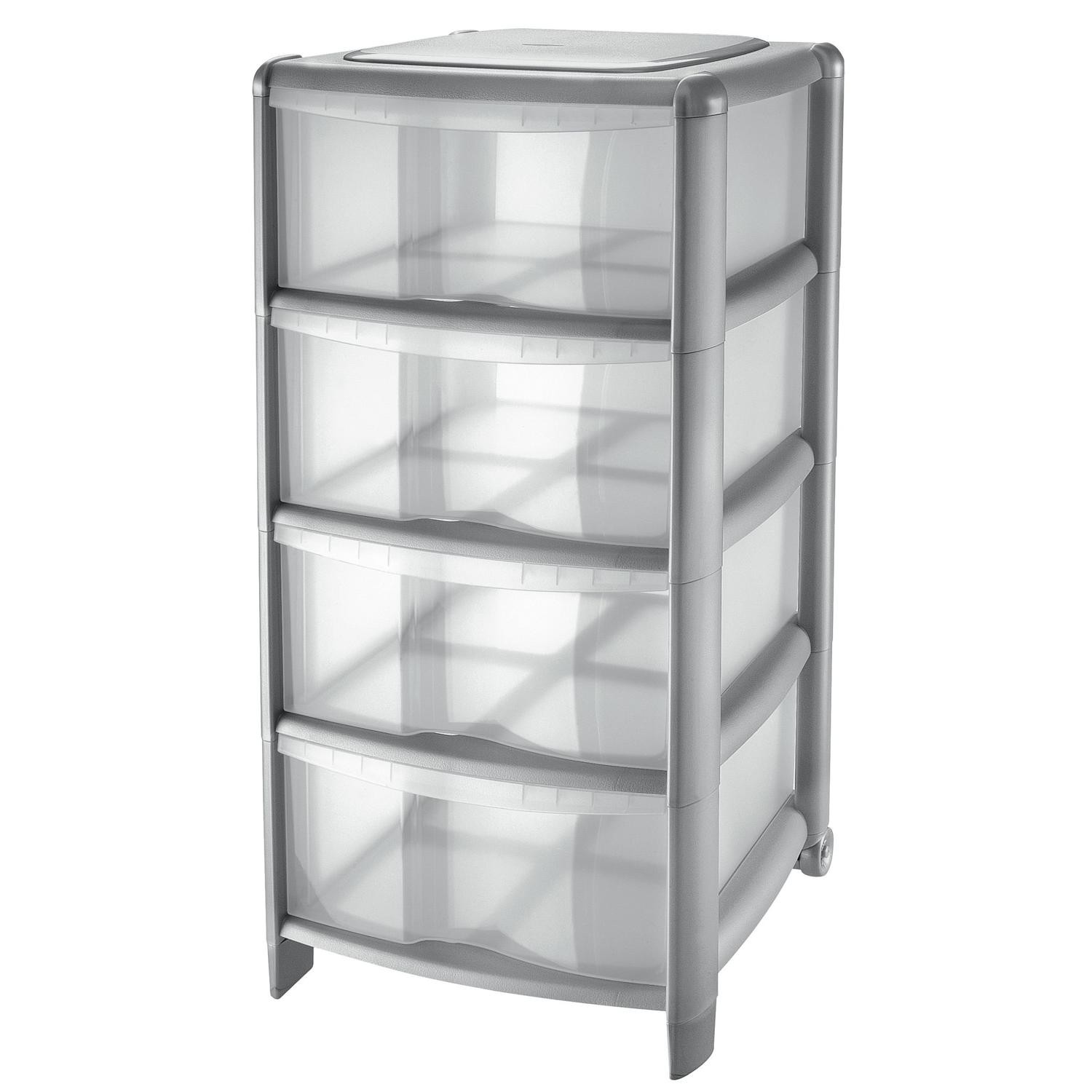 Tour de rangement 4 tiroirs - Gris. CARREFOUR HOME