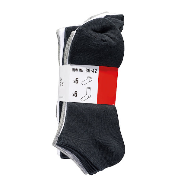 LOT DE 12 MI-CHAUSSETTES + INVISIBLES