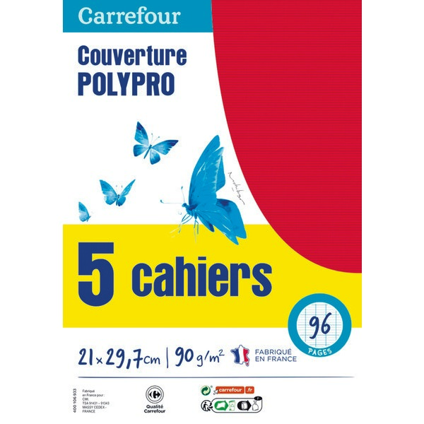 5 CAHIERS AGRAFÉS CARREFOUR