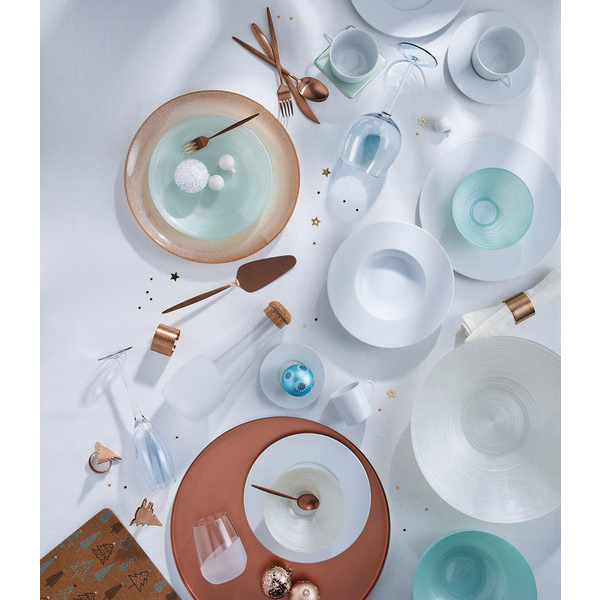 les-petites-collections Assiette hôtesse verre pailletée Blanc & Cuivre 3615005376752 (3615005376752)