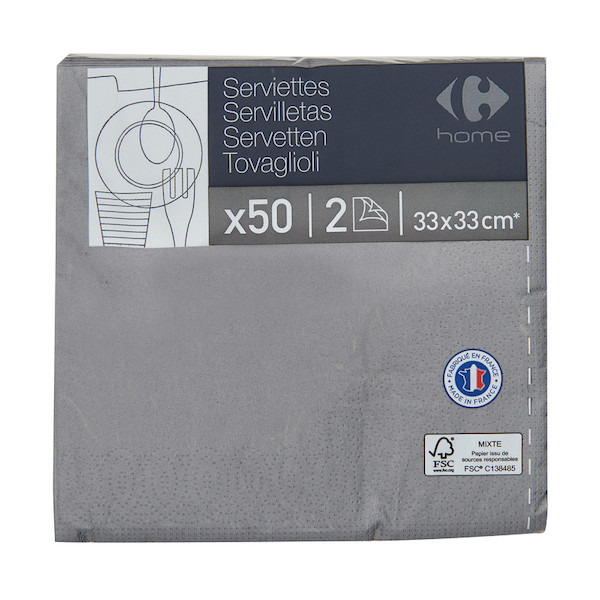 Lot de 50 serviettes anthracite