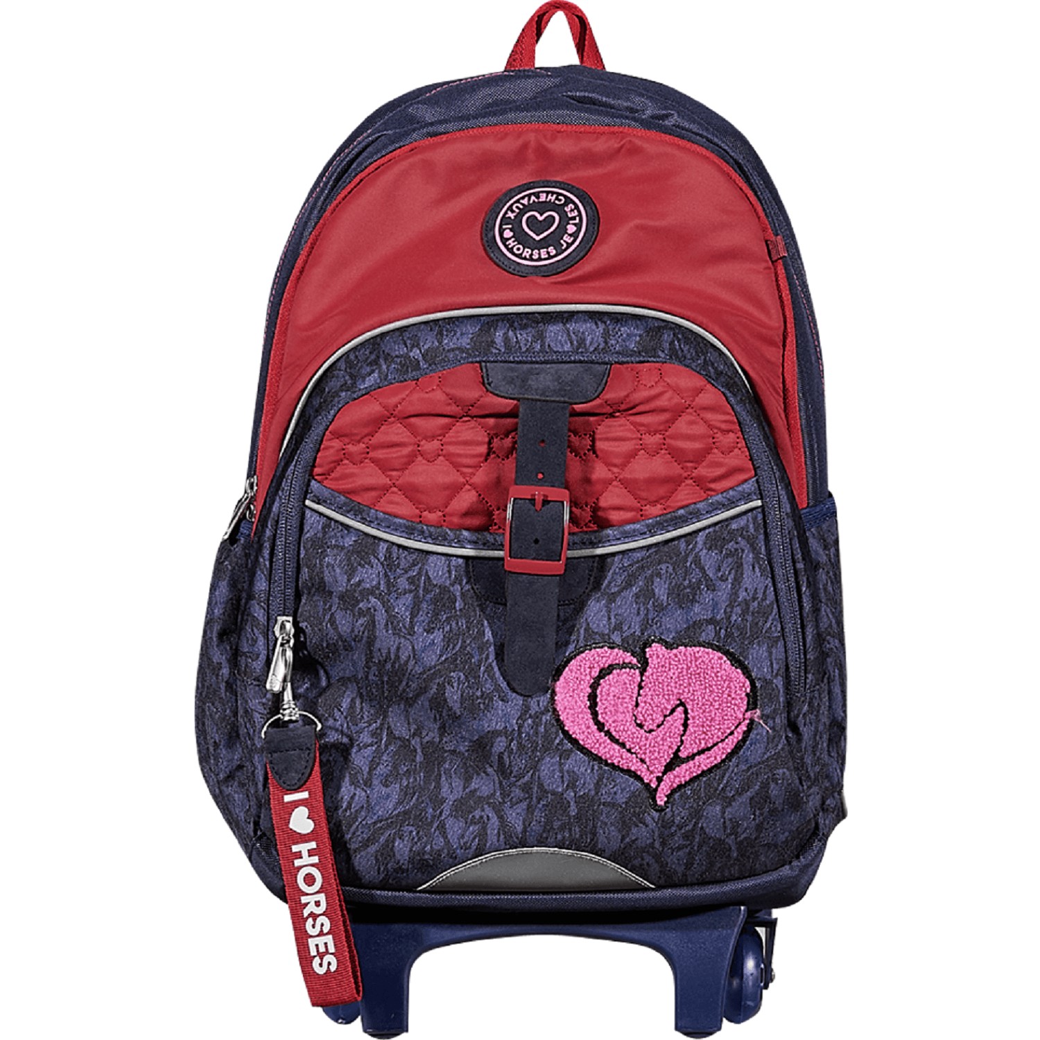 Sac à dos à roulettes ronde bleue HORSELOVE