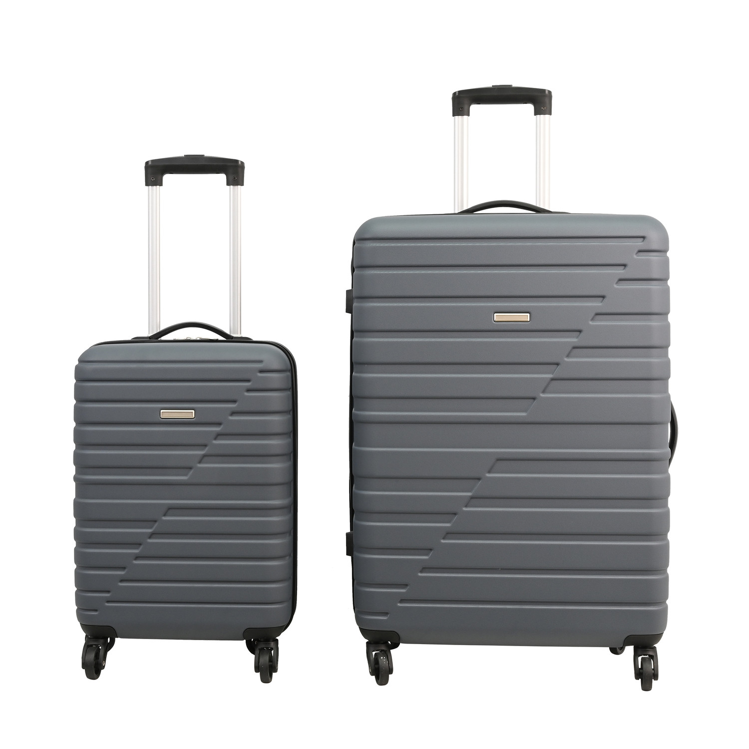 SANS MARQUE Set de 2 valises rigides 4 roues gris 