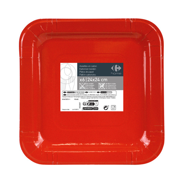 Lot de 6 assiettes carrées rouges