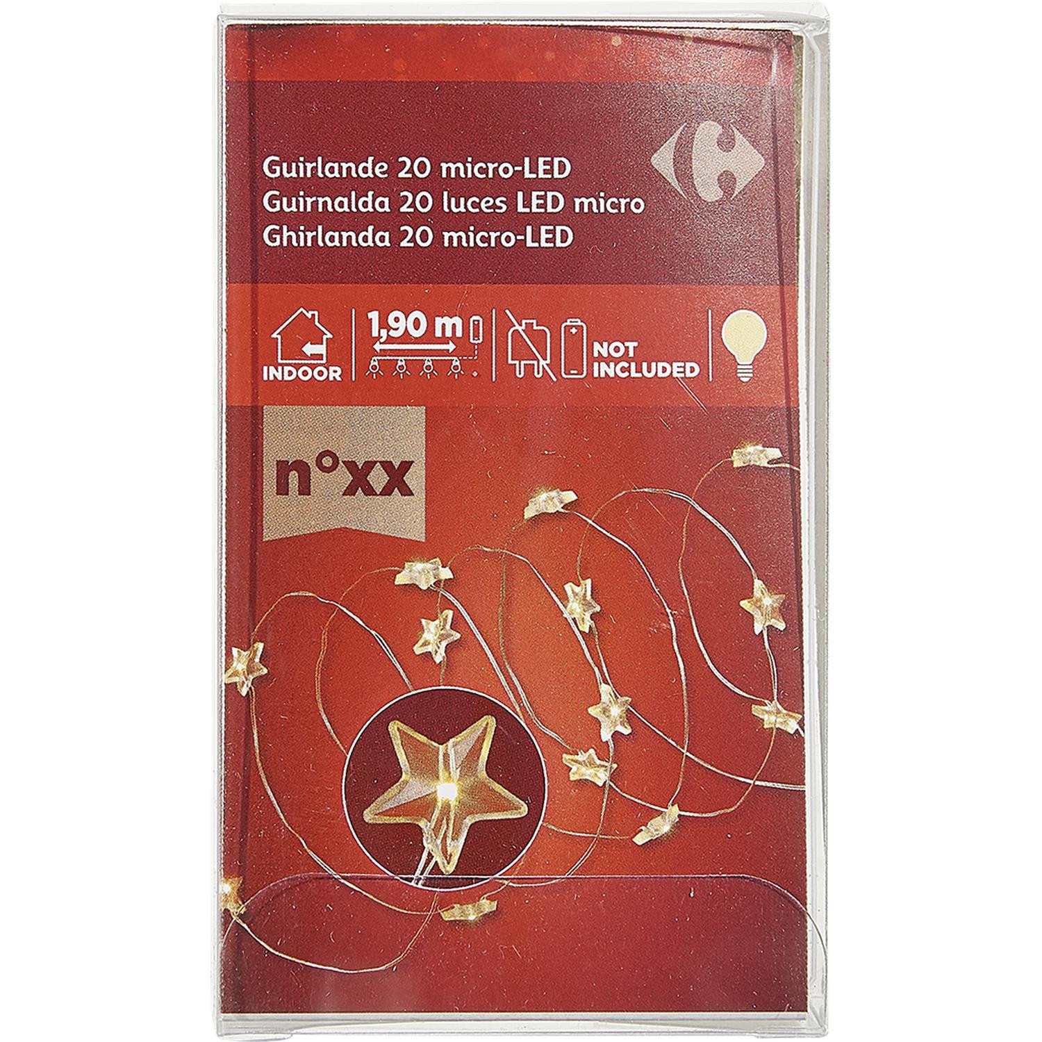 Guirlande 20 Micro LED étoiles blanc chaud 