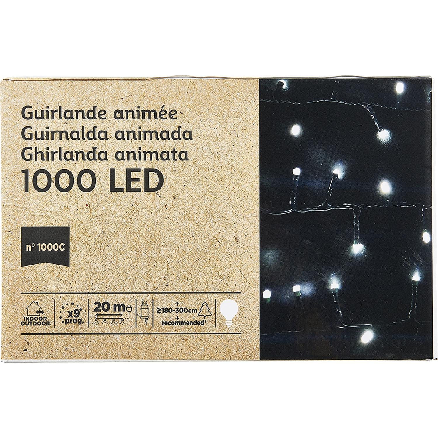 Guirlande L 20 M - 1000 LED blanches - 9 foncti...