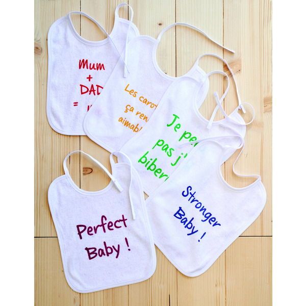 Lot de 5 bavoirs message