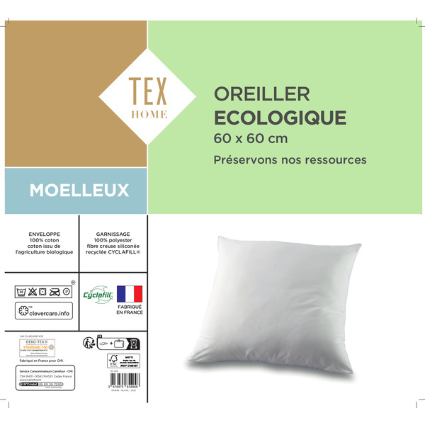 TEX HOME Oreiller "Ecologique"  code EAN 3616475854948 