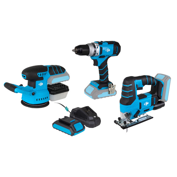 Pack de 3 outils perceuse, ponceuse, scie saute...