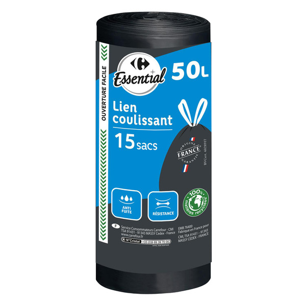 15 sacs poubelle 50L