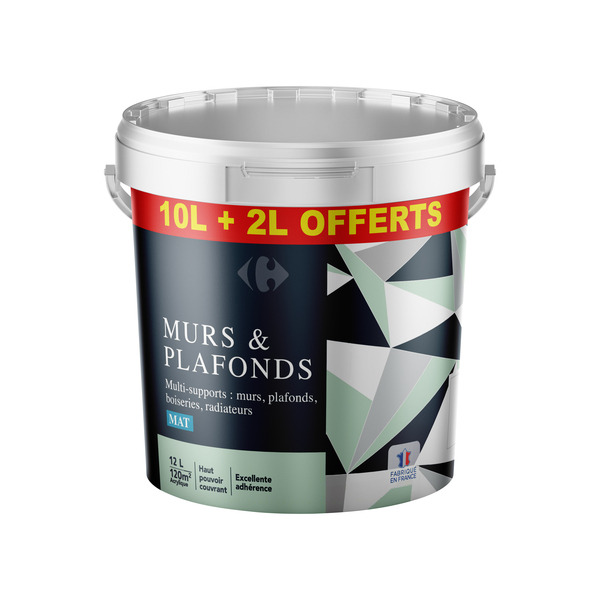 Peinture blanche mur & plafond 10L + 2L