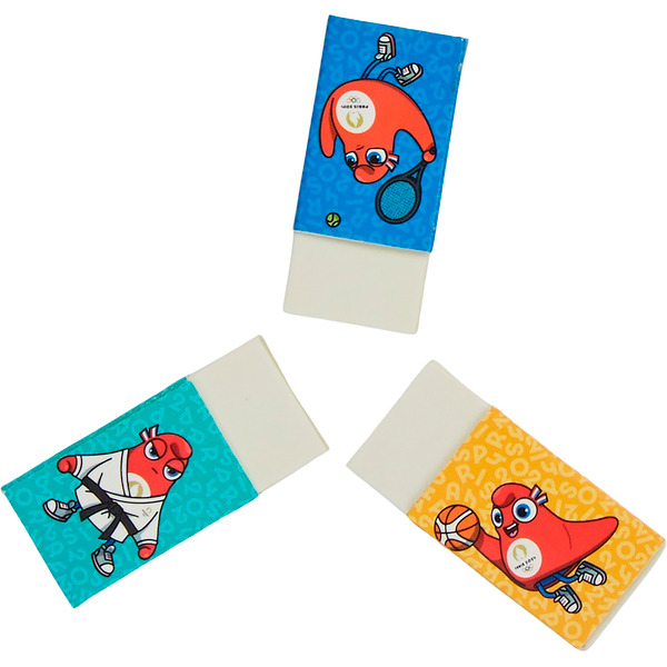 3 mini gommes MASCOTTE JO
