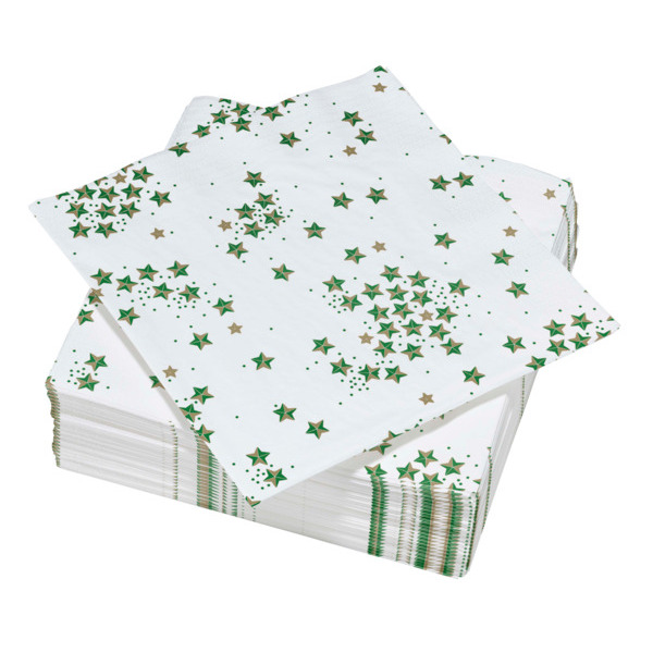 Lot de 50 serviettes décorées motif étoiles