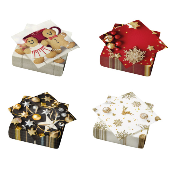 Lot de 20 serviettes décorées