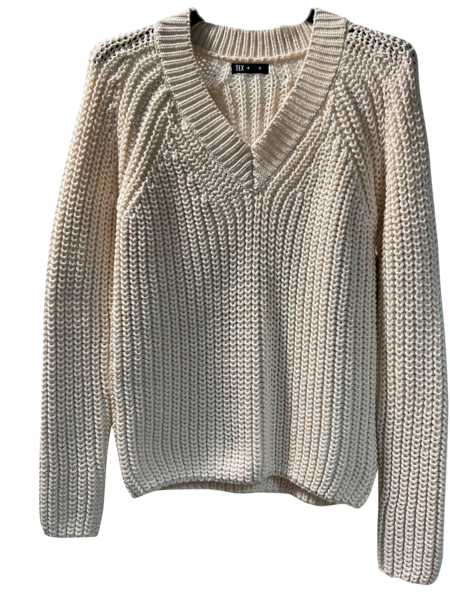 Pull manche longue col V femme.