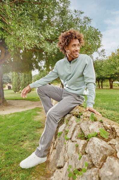 Sweat col zippé uni homme