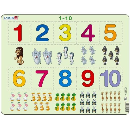 Larsen Puzzle apprendre les numéros puzzle éducatif Larsen de 1 à 10 Maternelle Enfants code EAN 3640566015314 