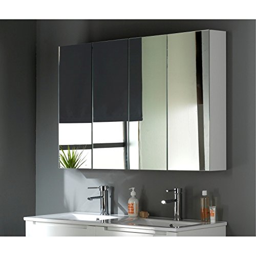 Armoire Miroir 120 cm blanc laqué