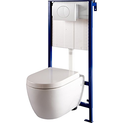 Pack wc suspendu mural + cuvette carénée blanch...