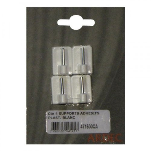 Crochets adhésifs blancs pour tringle à rideau x4