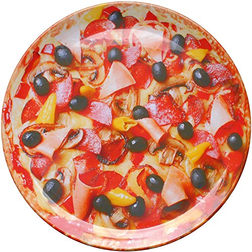 Plat pizza party et roulette à pizza rouge méla...