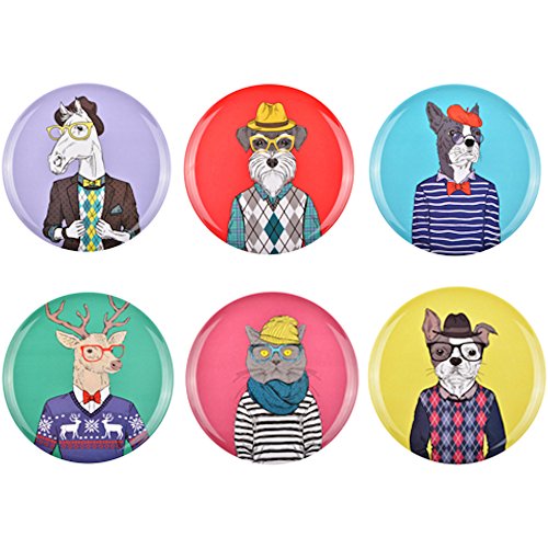 Assiettes Happy animals Set de 6 animaux assort...