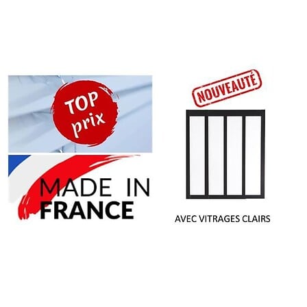 GD MENUISERIES Verriere Bois Mdf Noir 4 Vitrage...